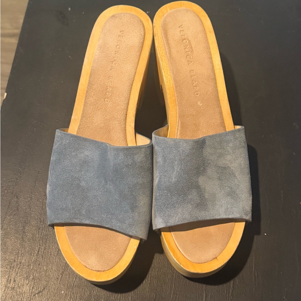 Veronica Beard Denim Blue Mules
